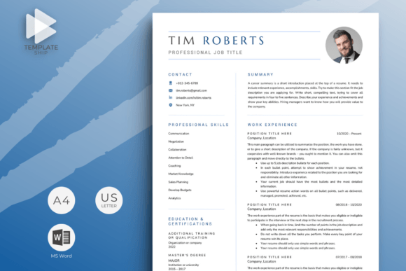 Download Resume Template with Photo for MS Word - Premium Bundle