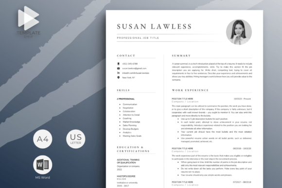 Download Resume Template with Photo for MS Word - Premium Bundle